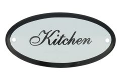Emaillen Türschild "Kitchen" oval 100x50mm