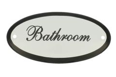 Emaillen Türschild "Bathroom"Zolder" oval 100x50mm