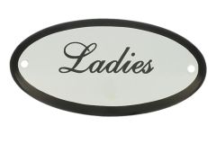 Emaillen Türschild "Ladies" oval 100x50mm