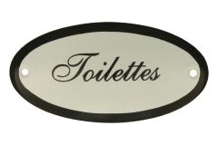Emaillen Türschild "Toilettes" oval 100x50mm