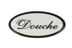 Emaillen Türschild "Douche" oval 100x50mm