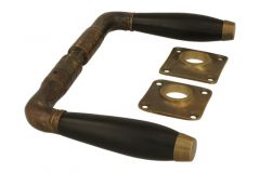 Türgriff Messing patiniert Ebenholz Drückerpaar (1931)