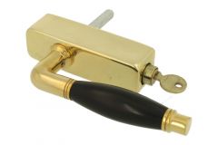 Griff Dreh/Kipp abschließbar (1928) Messing poliert Ebenholz
