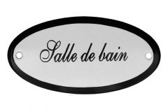 Emaillen Türschild "Salle de bain" oval 100x50mm