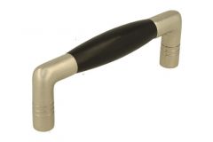 Küchengriffe Nickel matt Ebenholz. 96mm Lochabstand