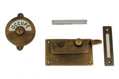 Libre-Occupé WC-Verschluss 92×52mm Messing patiniert