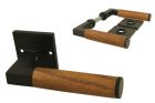 Türgriff "Bauhaus" schwarz pulverbeschichtet mit Teak