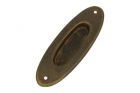 Griffmuschel Schiebetür oval Messing patiniert Einbau (1930)