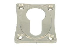 Profilzylinder Rosette "Tonnen Design" Messing vernickelt.