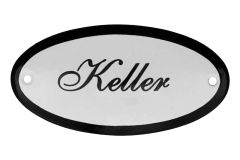 Emaillen Türschild "Keller" oval 100x50mm