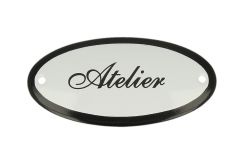 Emaillen Türschild "Atelier" oval 100x50mm