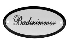 Emaillen Türschild "Badezimmer" oval 100x50mm