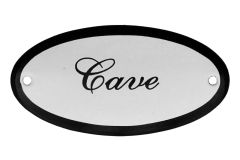 Emaillen Türschild "Cave" oval 100x50mm