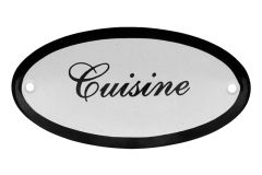 Emaillen Türschild "Cuisine" oval 100x50mm