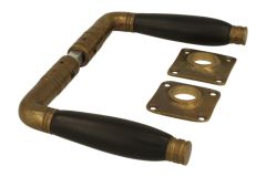 Türgriff Messing patiniert Ebenholz Drückerpaar (1926)