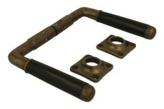 Türgriff Messing patiniert Bakelit Drückerpaar (1918)