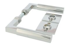 Türgriff "Bauhaus" Chrom mit quadratischen Drückerrosetten