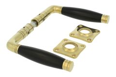 Türgriff (1926) Messing poliert Ebenholz Drückerpaar