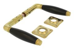 Türgriff Messing poliert Ebenholz Drückerpaar (1929)