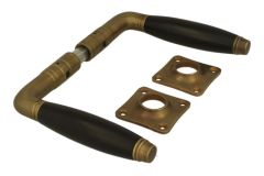 Türgriff Messing patiniert Ebenholz Drückerpaar (1929)