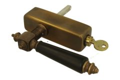 Griff Dreh/Kipp abschließbar(1890) Messing patiniert Eben