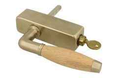 Griff Dreh/Kipp abschließbar (1930) Nickel matt Buchenholz