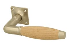 Einzelner Türgriff mit Rosette Nickel matt Buchenholz (1930)