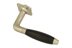 Einzelner Türgriff mit Rosette Nickel matt Ebenholz (1930)