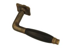 Einzelner Türgriff mit Rosette Messing patiniert Ebenholz