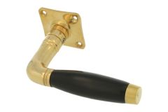 Einzelner Türgriff + Rosette Messing poliert Ebenholz (1931)