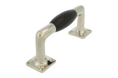 Ziehgriff 130mm schlichte Design Messing vernickelt Ebenholz