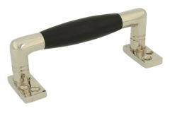 Ziehgriff "Tonnen design" 108mm Messing vernickelt Ebenholz