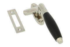 Fensterverschluss "Tonnen design"Messing vernickelt Links