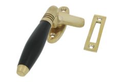 Fensterverschluss "Tonnen Design" Messing poliert Rechts