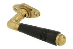 Fenstergriff mit Rosette Messing poliert Ebenholz (1908)