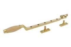 Fensterfeststeller Messing poliert Buchenholz (1930)