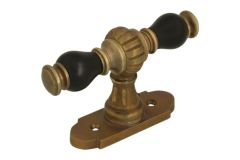 Fensterolive mit Rosette Messing patiniert Ebenholz